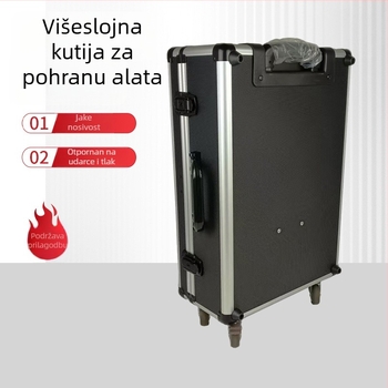 Kotačna kutija za alate od aluminijske legure, velika kapaciteta, višeslojna konstrukcija