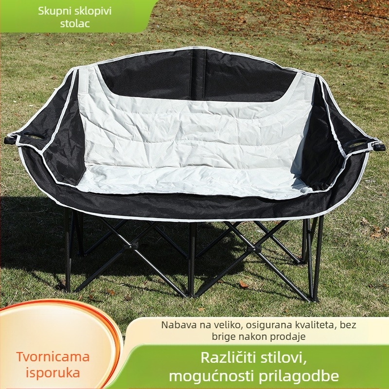 Dvostruki sklopivi kamp stol s naslonom, stol u obliku mjeseca, prijenosni vanjski stol za kampiranje i plažu