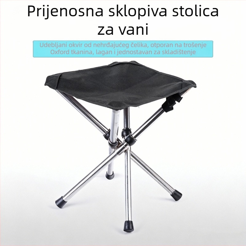 Vanjska sklopiva stolica od nehrđajućeg čelika, prijenosni teleskopni dizajn za kampiranje i plažu