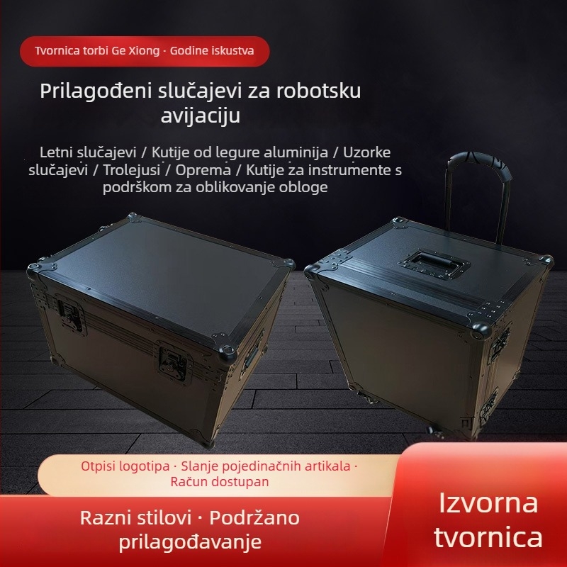 Čvrsta aluminijska kutija za instrumente i opremu, vodootporna, otporna na udarce, s teleskopskom ručkom