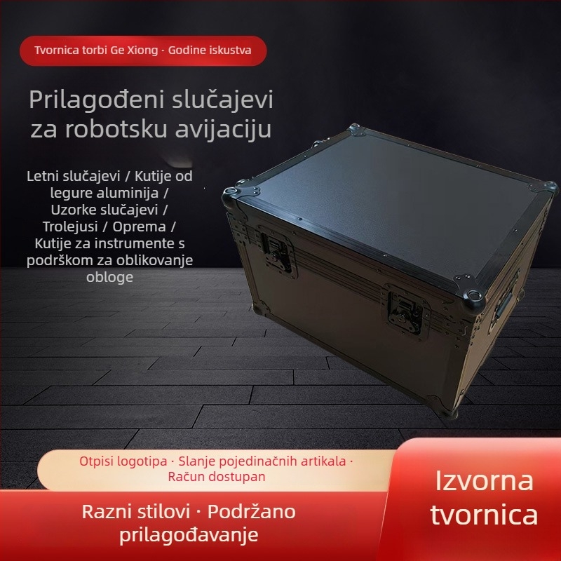 Čvrsta aluminijska kutija za instrumente i opremu, vodootporna, otporna na udarce, s teleskopskom ručkom