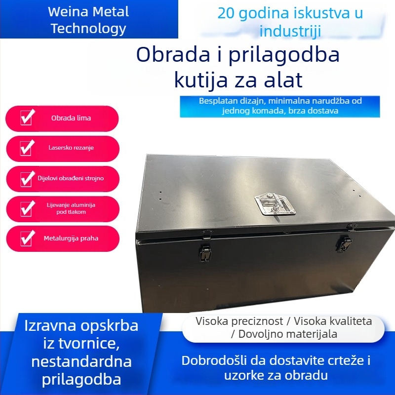Metalna kutija za alate s kapkom koji se otvara, različitih veličina, izdržljiva, otporna na pritiskanje, dvostruko debela verzija