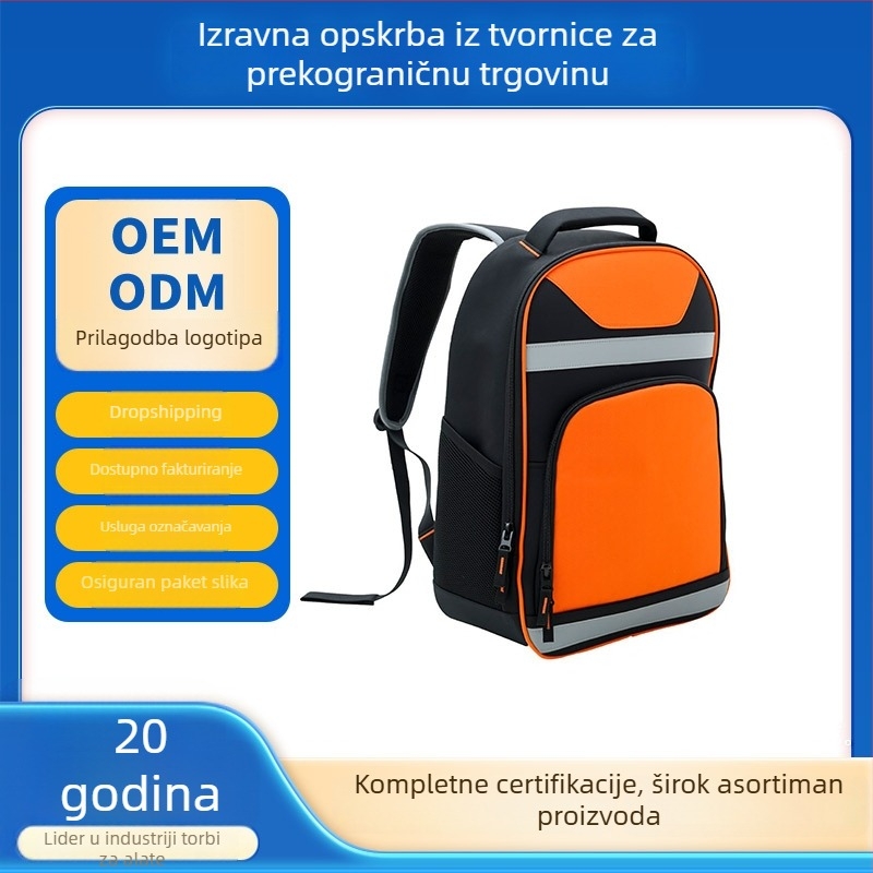 Ruksak s dva remena i zatvaračem, velike pretince za alate, komplet za popravak alata, ruksak velike kapacitete