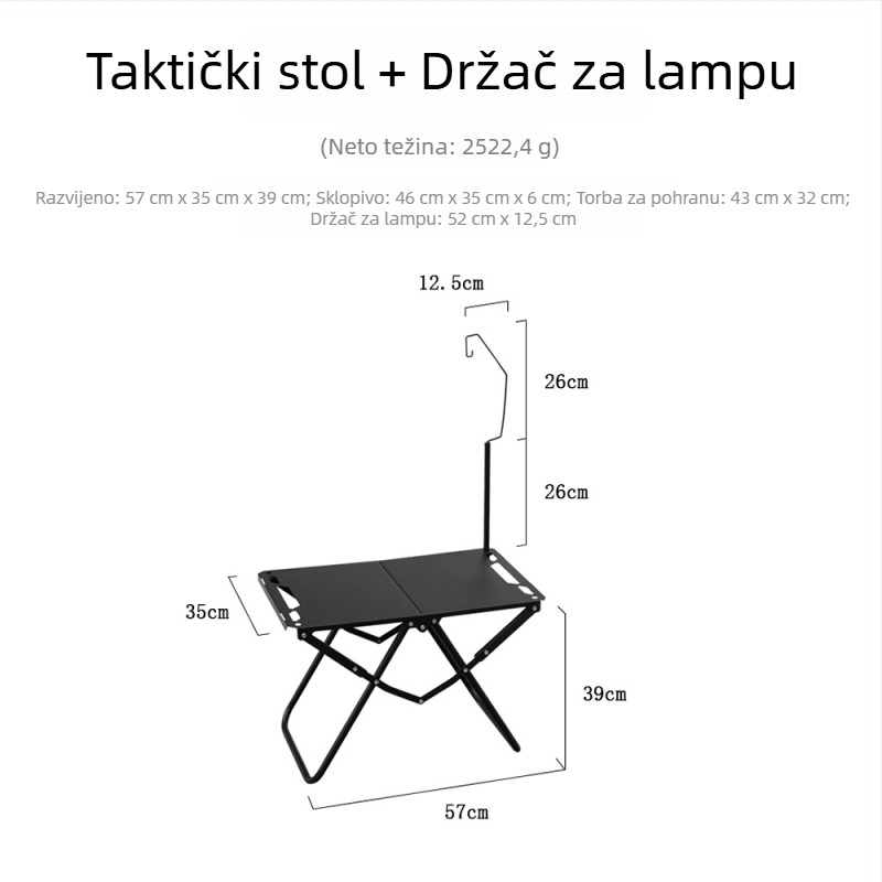 Waiye sklopivi stol od željeza za vanjsku uporabu, prijenosan, za kampiranje i roštiljanje
