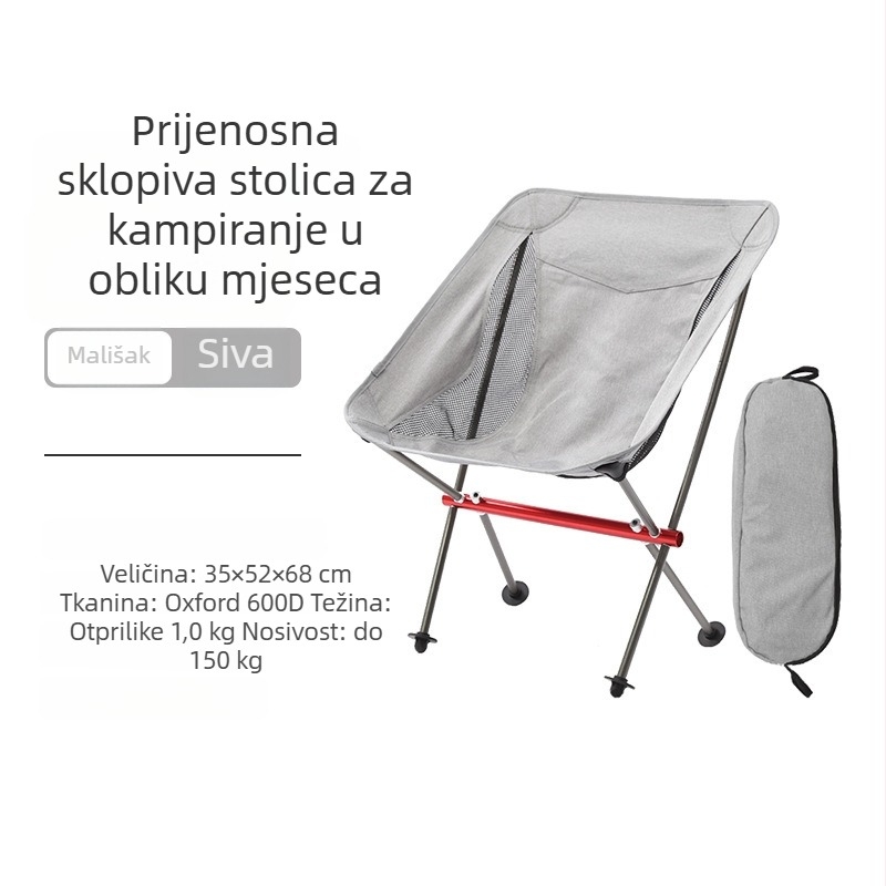 Sklopiva kamping stolica sa naslonom, aluminijska legura 7075