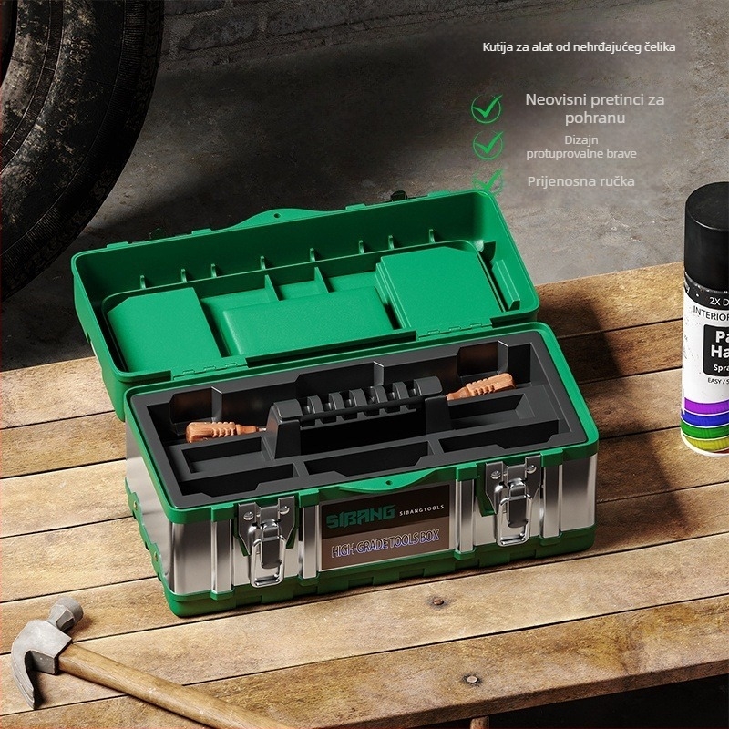 Span Tools prenosna dvostruka kutija za alate od plastike i čelika za dom i automobil