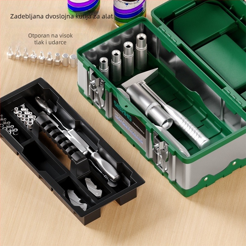 Span Tools prenosna dvostruka kutija za alate od plastike i čelika za dom i automobil