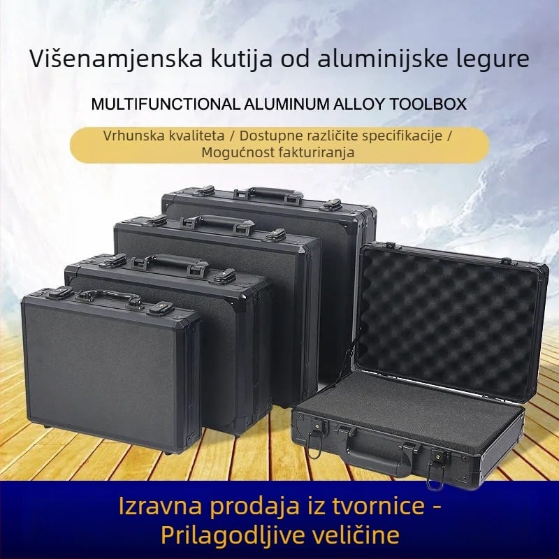 Aowa aluminijski kovčeg za izlaganje s drvenim pločom, premaz lakom u spreju, podrijetlo Guangdong Enping.