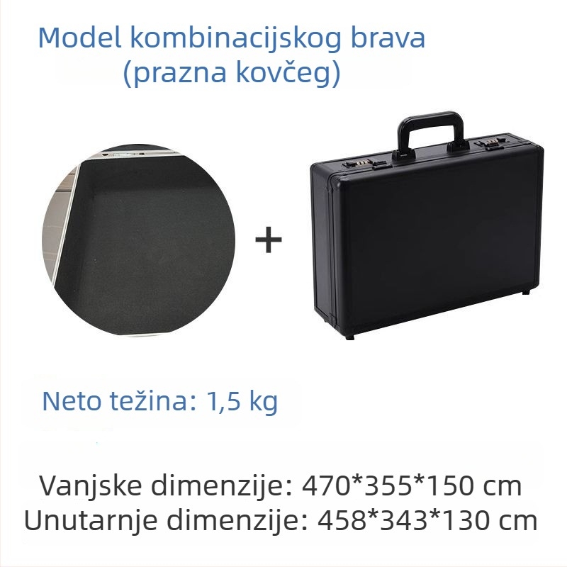 Plastična kutija za alate s višestrukim mehanizmima zaključavanja: kombinirani, ključni i klik-zatvarač; pamukasta unutarnja podstava.