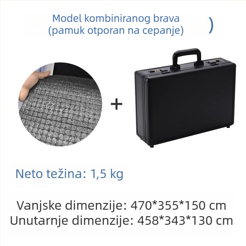 Plastična kutija za alate s višestrukim mehanizmima zaključavanja: kombinirani, ključni i klik-zatvarač; pamukasta unutarnja podstava.