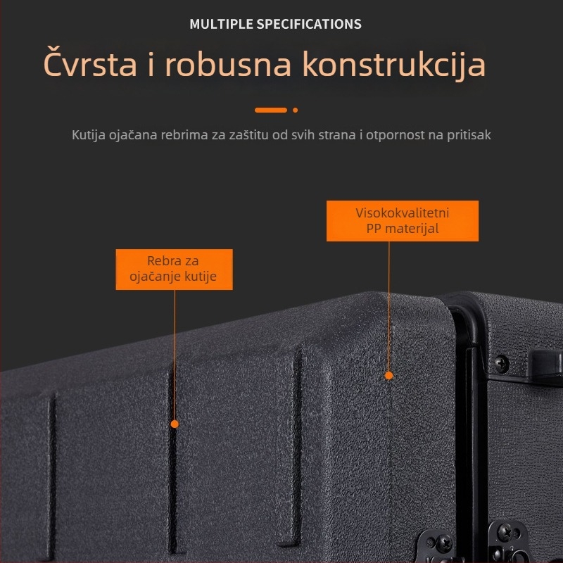 Plastična kutija za alat Eight Fire (Marka: Eight Fire; Tip: Plastična kutija za alat; Glavna namjena: Kutija za alat, kutija za pohranu alata, kutija za pohranu instrumenata; Stil: Ojačana plastična kutija za alat; Licencirana privatna oznaka: Da)