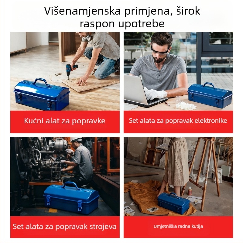 Enjoy Metalna kutija za alate – prijenosna, velika kapaciteta, jednostruka konstrukcija