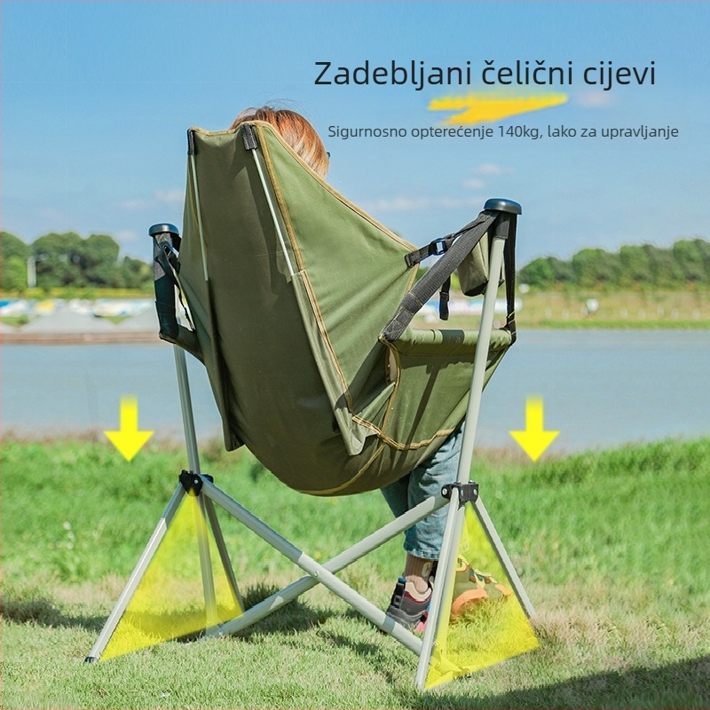 Van vanjski set stolova i stolice, prijenosni kamp kućni lounge stol; Materijali: plastika, Oxford platno, ugljični čelik; Dimenzije: 96×68×112/120 cm; Sklopiv