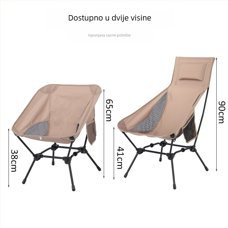 Sklopivi set stola i stolica za kampiranje s naslonom, željezni okvir, težina 2,5 kg