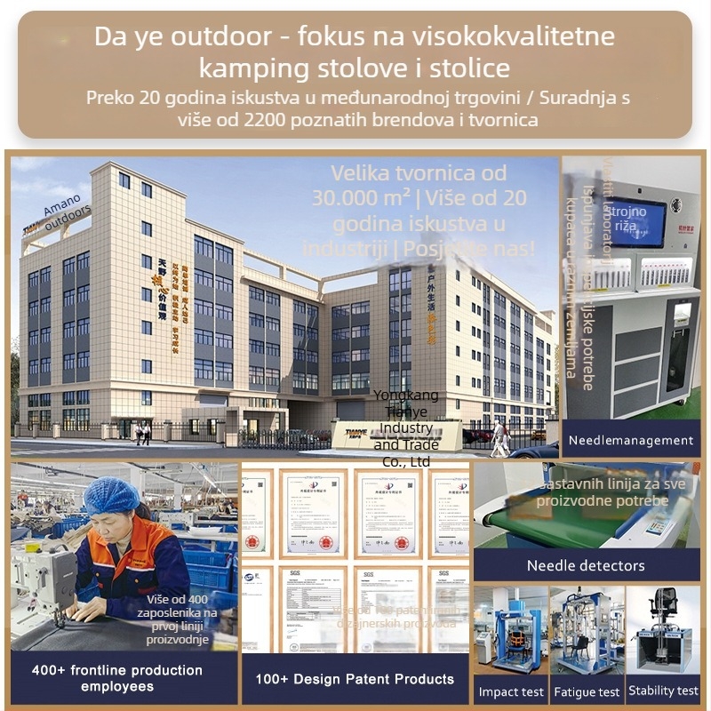 Sklopivi set stola i stolica za kampiranje s naslonom, željezni okvir, težina 2,5 kg