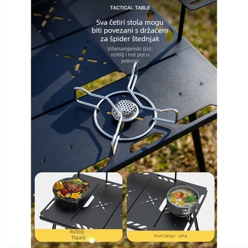 Sklopivi stol za kampiranje, aluminijska legura, taktički stil