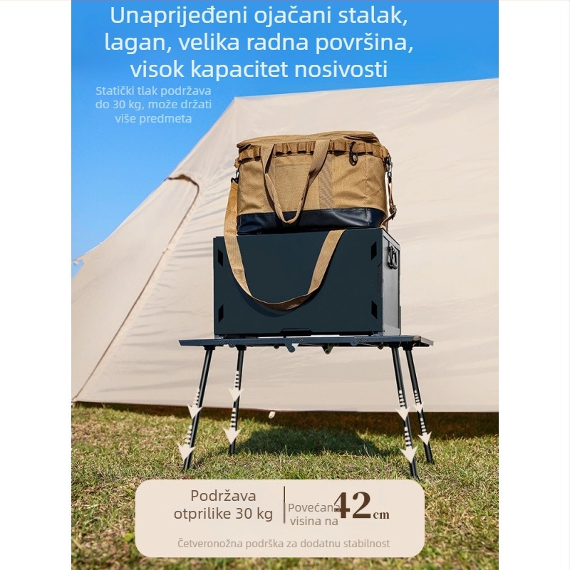 Sklopivi stol za kampiranje, aluminijska legura, taktički stil