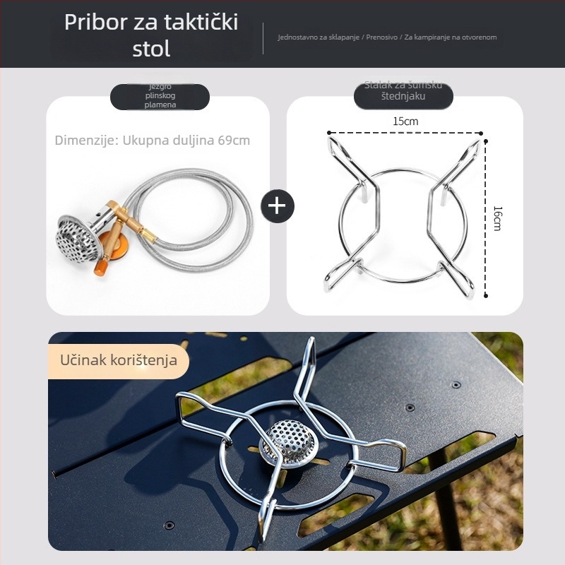 Sklopivi stol za kampiranje, aluminijska legura, taktički stil