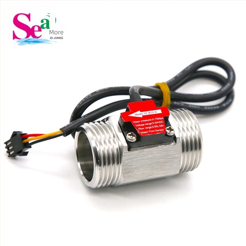 Hall-efekt senzor protoka vode, bakreno tijelo 1/2 in, bakrena priključnica 3/4 in, turbinski mjerač protoka, raspon 1-25 L/min