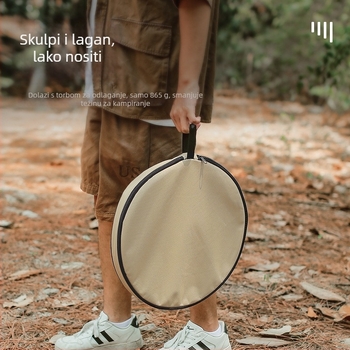 Prenosni kamping stol s podesivom visinom, okruglom ABS plohom i sklopivim trojnožnim nogama