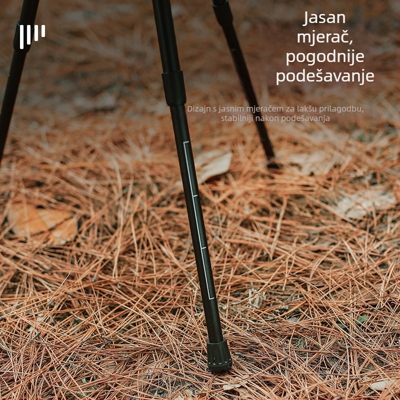 Prenosni kamping stol s podesivom visinom, okruglom ABS plohom i sklopivim trojnožnim nogama