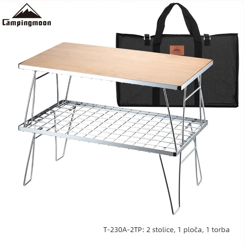 Nehrđajući čelični sklopivi stol za kampiranje — CAMPINGMOON; stil: sklopivo; kategorija: sklopivi stolovi i stolice; materijal: nehrđajući čelik