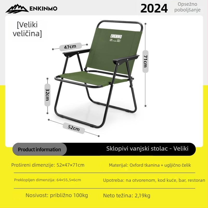 Enkamo Vanjski sklopivi stol i stolica sa naslonom, Oxford tkanina i čelična konstrukcija, sklopivo, porijeklo: Jinhua, Zhejiang