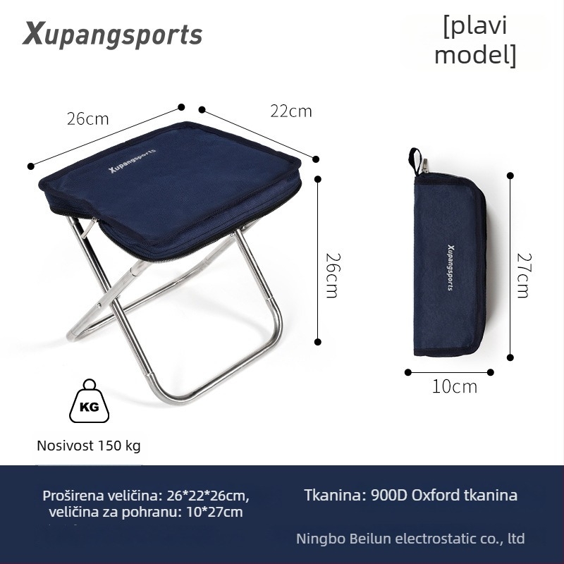 Sklopiva stolica od nehrđajućeg čelika, ultra lagana, prijenosna, za vanjsku upotrebu, kampiranje i ribolov