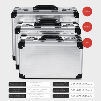 Junjie kutija za alate od aluminijske legure, prijenosna aluminijska konstrukcija, nosivost 10 kg, skladištenje alata i instrumenata