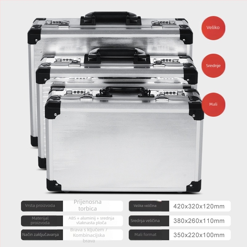 Junjie kutija za alate od aluminijske legure, prijenosna aluminijska konstrukcija, nosivost 10 kg, skladištenje alata i instrumenata