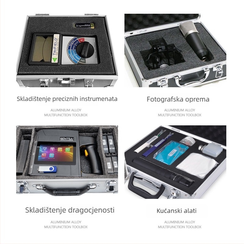 Junjie kutija za alate od aluminijske legure, prijenosna aluminijska konstrukcija, nosivost 10 kg, skladištenje alata i instrumenata
