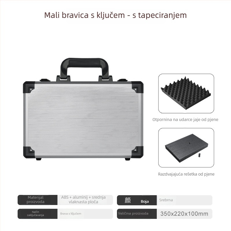 Junjie kutija za alate od aluminijske legure, prijenosna aluminijska konstrukcija, nosivost 10 kg, skladištenje alata i instrumenata