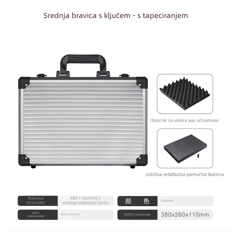 Junjie kutija za alate od aluminijske legure, prijenosna aluminijska konstrukcija, nosivost 10 kg, skladištenje alata i instrumenata