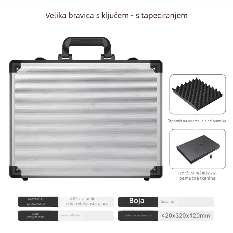 Junjie kutija za alate od aluminijske legure, prijenosna aluminijska konstrukcija, nosivost 10 kg, skladištenje alata i instrumenata