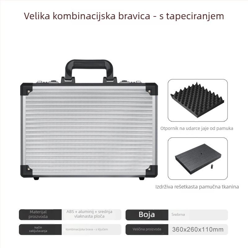 Junjie kutija za alate od aluminijske legure, prijenosna aluminijska konstrukcija, nosivost 10 kg, skladištenje alata i instrumenata