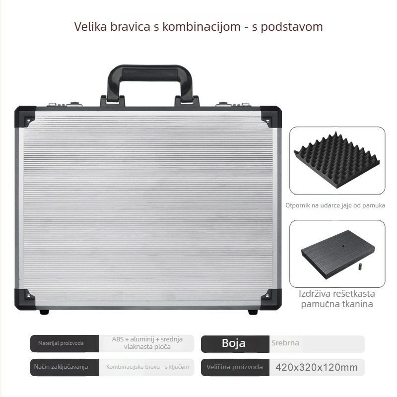 Junjie kutija za alate od aluminijske legure, prijenosna aluminijska konstrukcija, nosivost 10 kg, skladištenje alata i instrumenata