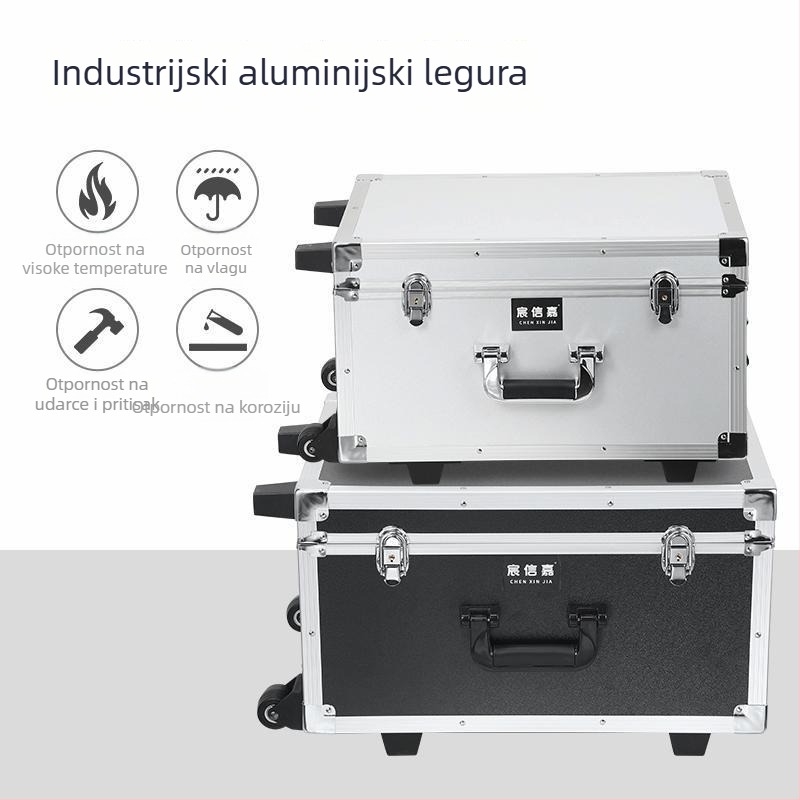 Kolica kutija za alate od aluminijske legure (kutija za dron, prijenosna kutija za opremu, višestruko skladištenje)