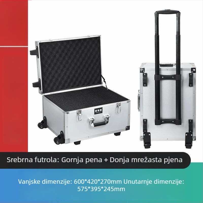 Kolica kutija za alate od aluminijske legure (kutija za dron, prijenosna kutija za opremu, višestruko skladištenje)