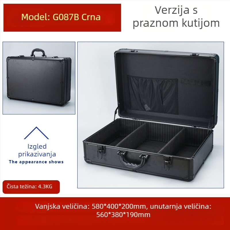 Weiwen Aluminijska kutija za alat – Prijenosni slučaj za opremu, otporan na udarce, ploča Density Board, aluminijski okvir, nosivost 25 kg