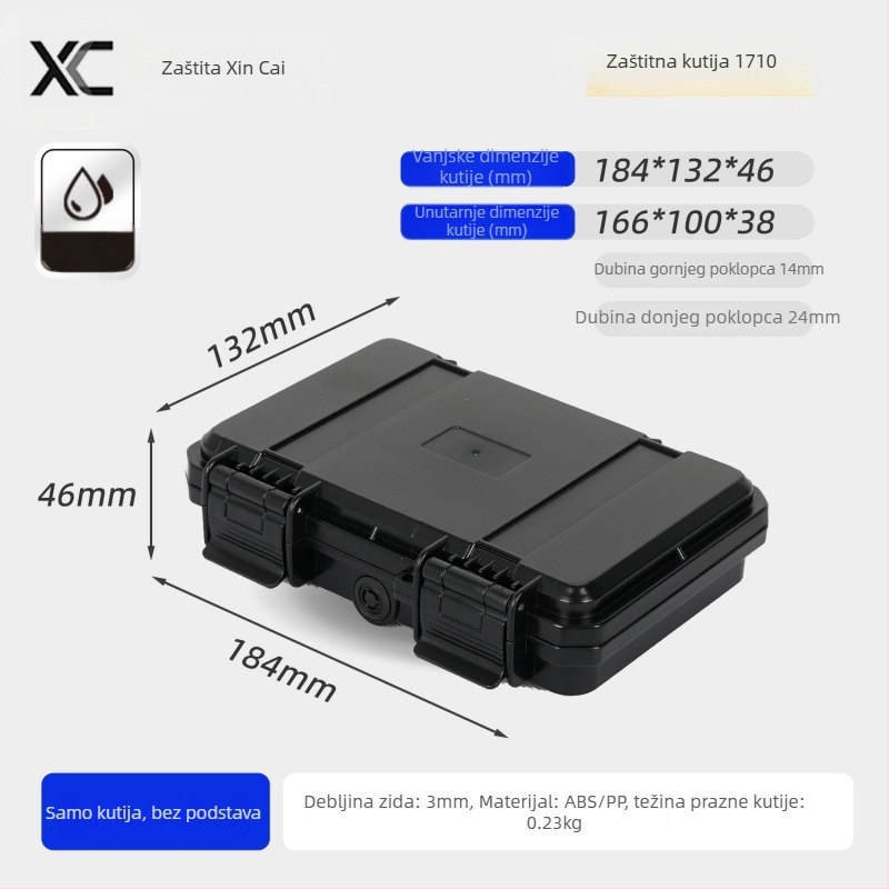 Xc kompaktna PP kutija za precizne instrumente s mogućnostima prilagođavanja, tvrdoća srednja