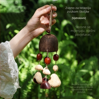 Ručni drveni privjesak s zvončićem za auto i torbicu, prirodni stil, uzorak biljaka i cvijeća, Mulberry Time, Zima 2024