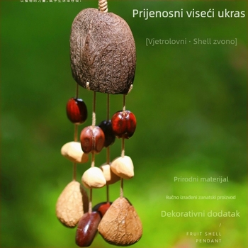 Ručni drveni privjesak s zvončićem za auto i torbicu, prirodni stil, uzorak biljaka i cvijeća, Mulberry Time, Zima 2024