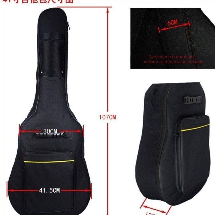 Torba za gitaru Huang jiandong — materijal Cow cloth, podstava od Nylon, prozračna, vodootporna, otporna na habanje, zaštita kičme, kosi naramenik