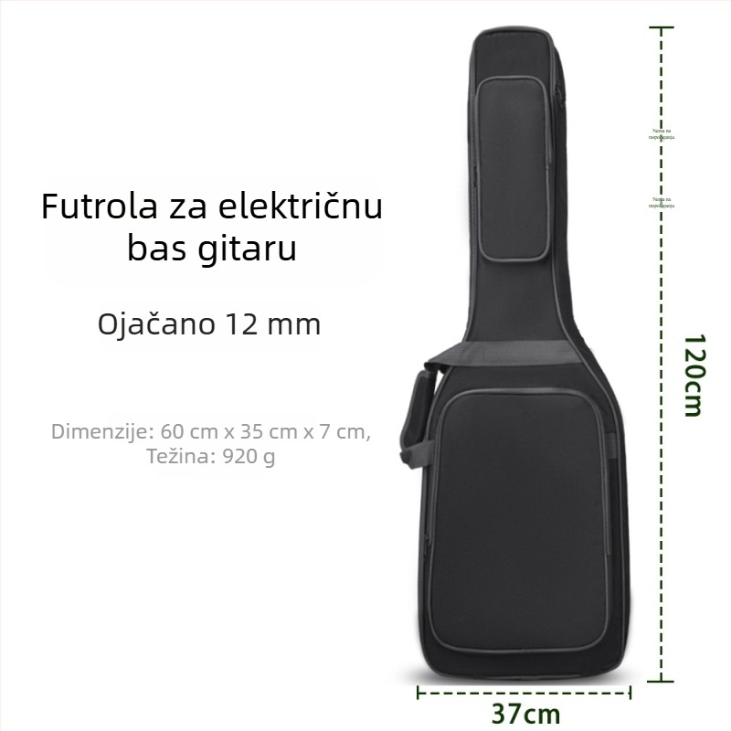 Dječja torba za električnu gitaru, Oxford platno, unutarnji dio otporan na udarce, zakrivljena naramnica, džep za ID, unisex, spremna za privatnu marku
