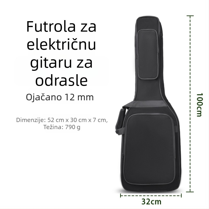 Dječja torba za električnu gitaru, Oxford platno, unutarnji dio otporan na udarce, zakrivljena naramnica, džep za ID, unisex, spremna za privatnu marku