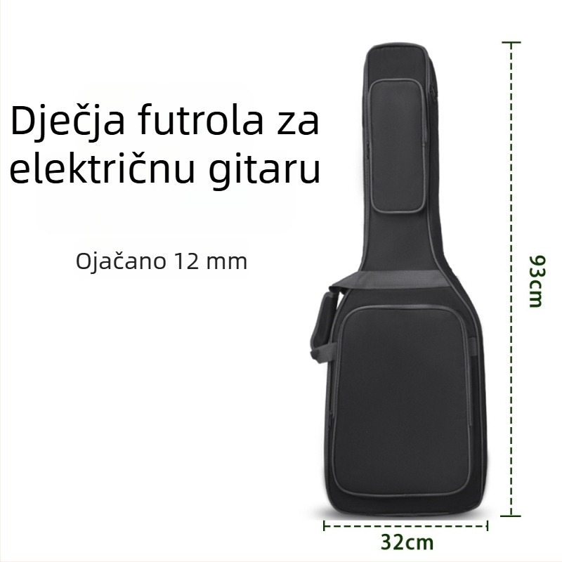 Dječja torba za električnu gitaru, Oxford platno, unutarnji dio otporan na udarce, zakrivljena naramnica, džep za ID, unisex, spremna za privatnu marku