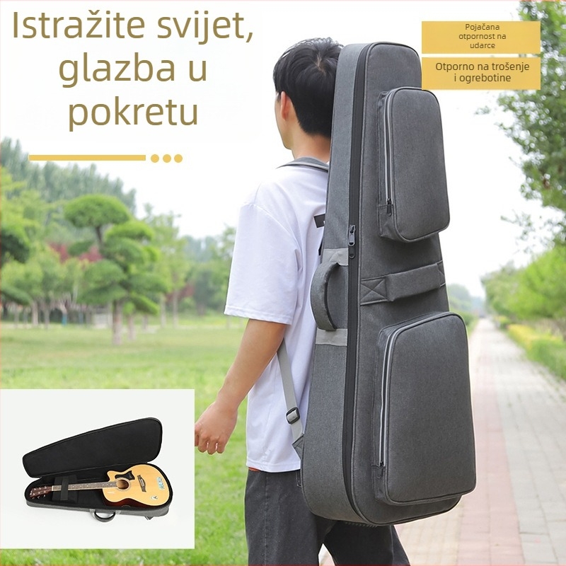 Torba za gitaru s 3D zaštitnim podstavkom, velur unutrašnjost, vodootporna, s otisnutim logotipom, Oxford platno
