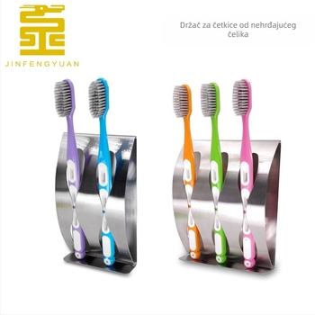 Držač četkica za zube, od nehrđajućeg čelika, s ljepljivim montažom i tri otvora