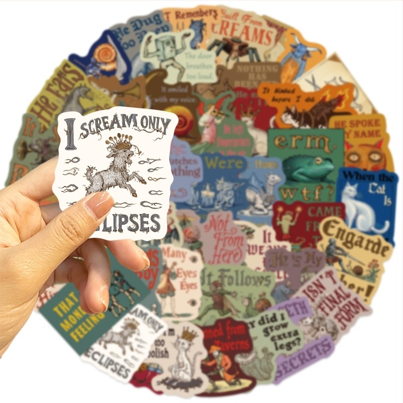 Set naljepnica, 50 kom, srednjovjekovni apstraktni grafiti dizajn, vodootporan, tiskani dizajn, za gitaru, bilježnicu i prtljagu