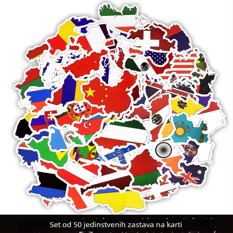 SDNT Crtani naljepnice s zastavama, prilagodljive, 50 jedinstvenih dizajna za automobile, prtljagu, gitare, skateboarde i računala